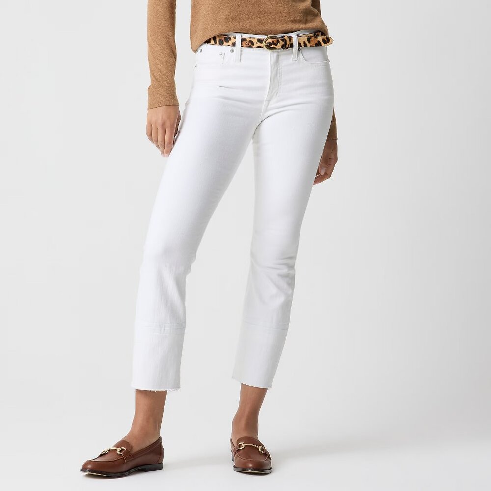 J. Crew Flare Crop White Jean in Signature Stretch